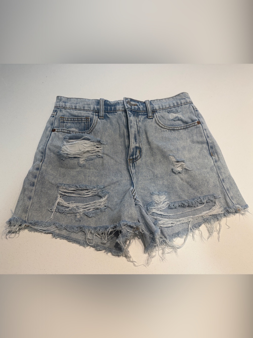 Cello Light Blue Distressed Denim Cutoff Shorts